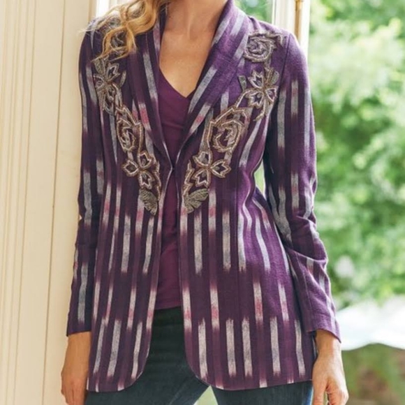 Soft Surroundings Jackets & Blazers - Soft Surroundings Burgundy Topkapi Beaded Blazer Jacket Plus Size 3x